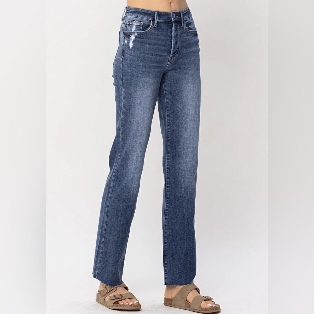 Judy Blue High Waist Hidden Button Fly Straight Leg